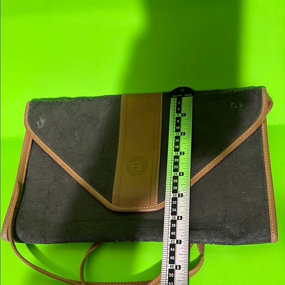 Fendi Black Suede and Brown Leather Crossbody Bag - Picture 10 of 10